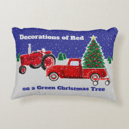 Kleiner roter LKW und Wagen und alter roter Trakto Dekokissen