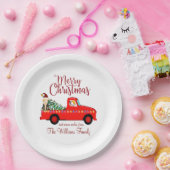 Kleiner roter LKW Weihnachtsfeiertag Pappteller (Party)
