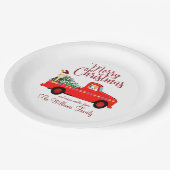 Kleiner roter LKW Weihnachtsfeiertag Pappteller (Schrägansicht)