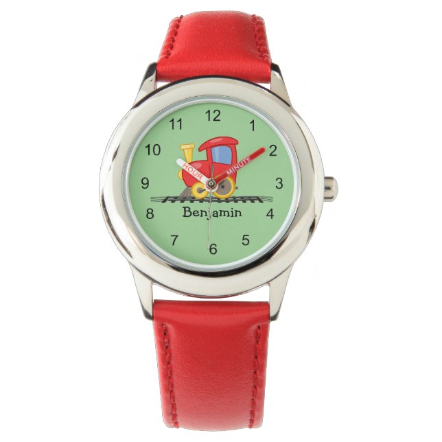 Kleiner roter Motor Design Kinderschau Armbanduhr (Vorderseite)
