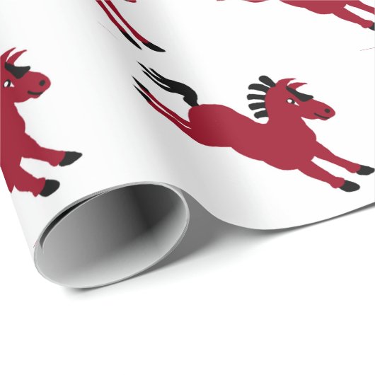 Kleiner Roter Pony-Galopp Geschenkpapier (Rolleneckpunkt)