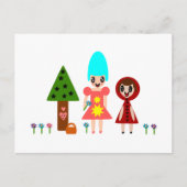 Kleiner roter Reitstiel und Oma unter dem Blasen Postkarte (Vorderseite)