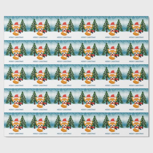 Kleiner Rotfuchs in der Weihnachtsmannmütze Geschenkpapier (Flach)