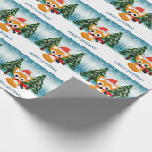 Kleiner Rotfuchs in der Weihnachtsmannmütze Geschenkpapier (Ecke)