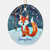 Kleiner Rotfuchs in Schnee-Keramik Keramik Ornament (Links)