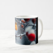 Kleiner Rotwein, der im Winter auf einem Ast sitzt Kaffeetasse (VorderseiteRechts)