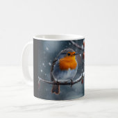 Kleiner Rotwein, der im Winter auf einem Ast sitzt Kaffeetasse (Vorderseite Links)