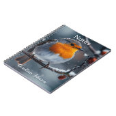 Kleiner Rotwein, der im Winter auf einem Ast sitzt Notizblock (Linke Seite)