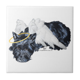 Kleiner ruhender Scottie Engel Fliese