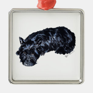 Kleiner ruhender Scottie-Schmuckanhänger Ornament Aus Metall