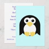 Kleiner runder Pinguin Einladung (Vorne/Hinten)