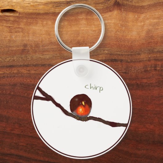 Kleiner, runder Robin zwitschert Schlüsselanhänger (Vorderseite)