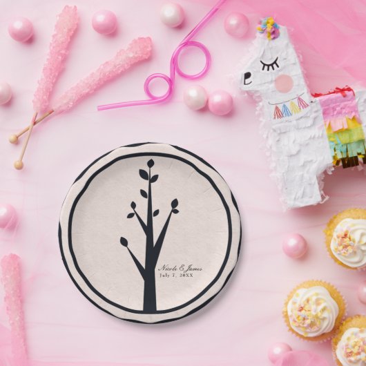 Kleiner rustikaler Baum Natur Hochzeitlicher Empfa Pappteller (Party)