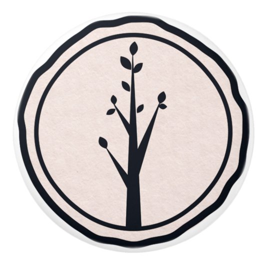 Kleiner rustikaler Baum Natur Minimalistisches Bio Keramikknauf (Vorderseite)
