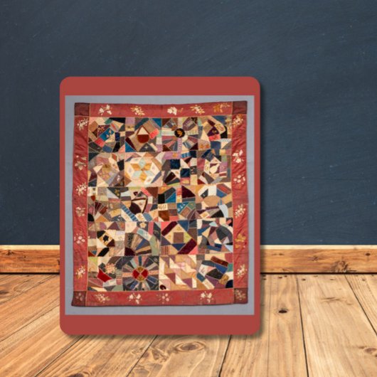 Kleiner rustikaler Vintager Crazy Patchwork Quilt Sherpadecke