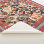 Kleiner rustikaler Vintager Crazy Patchwork Quilt Sherpadecke (3/4)