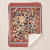 Kleiner rustikaler Vintager Crazy Patchwork Quilt Sherpadecke (Vorderseite)