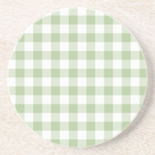 Kleiner Salbei und weißes Gingham Getränkeuntersetzer
