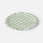 Kleiner Salbei und weißes Gingham Pappteller (Schrägansicht)