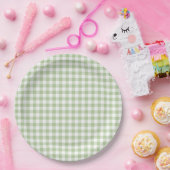 Kleiner Salbei und weißes Gingham Pappteller (Party)