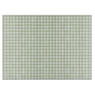 Kleiner Salbei und weißes Gingham Schneidebrett