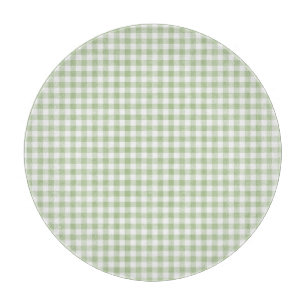 Kleiner Salbei und weißes Gingham Schneidebrett