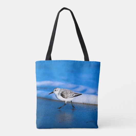 Kleiner Sanderling-Vogel auf See Tasche (Rückseite)