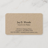 Kleiner Sandwich Visitenkarte (Rückseite)