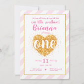 Kleiner Schatz-Valentinsgruß-erster Geburtstag Einladung (Vorderseite)