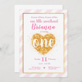 Kleiner Schatz-Valentinsgruß-erster Geburtstag Einladung (Vorne/Hinten)