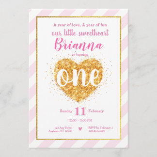 Kleiner Schatz-Valentinsgruß-erster Geburtstag Einladung