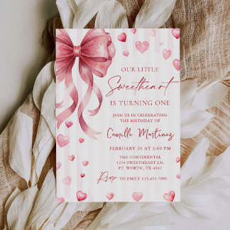 Kleiner Schatz Valentinstag Schleife 1. Geburtstag Einladung