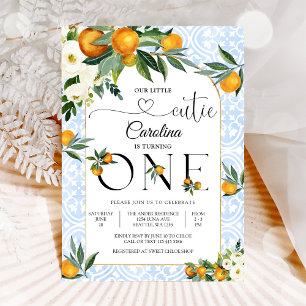 Kleiner Schatz Zitrusfrüchte Erster Geburtstagsein Einladung