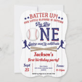 Kleiner Schläger, Baseball, Junge, erster Geburtst Einladung (Vorderseite)