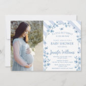 Kleiner Schmetterling Blumenjunge Dusche Foto Einladung (Vorderseite)