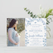 Kleiner Schmetterling Blumenjunge Dusche Foto Einladung (Stehend Vorderseite)