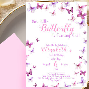 Kleiner Schmetterling Erster Geburtstag Rosa Mädch Einladung