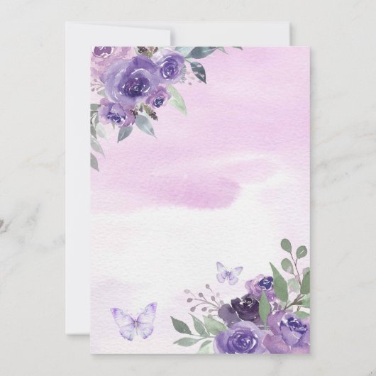 Kleiner Schmetterling ist unterwegs mit Lila Babyd Einladung (Rückseite)