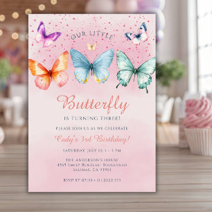 Kleiner Schmetterling wird zum Baum 3. Geburtstag Einladung