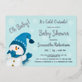Kleiner Schneemann, es ist kalte Außendusche Folieneinladung (Vorderseite)