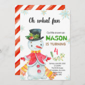 Kleiner Schneemann-Geburtstagsfeier Einladung (Vorne/Hinten)