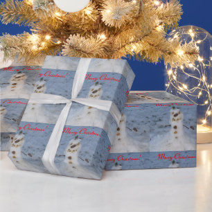 Kleiner Schneemann mit Pinienzapfennase Geschenkpa Geschenkpapier