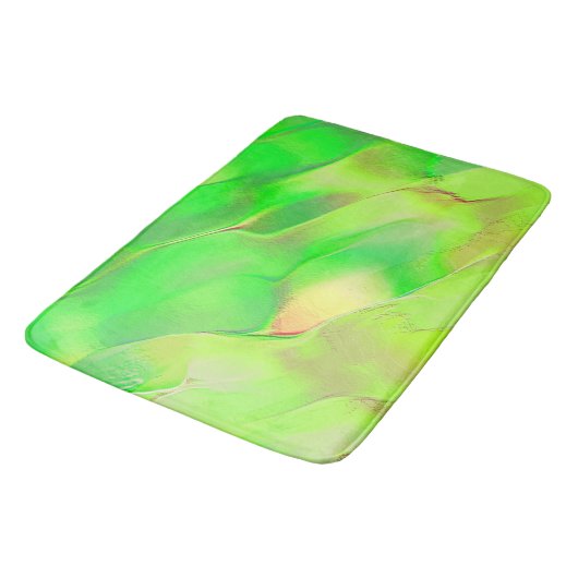 Kleiner Schnitzer in altem, lebhaftem Grün Badematte (Schrägansicht)