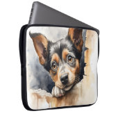 KLEINER SCHWARZ- UND TAN-PUPPENHUNDE ÜBER DEM ZENT LAPTOPSCHUTZHÜLLE (Vorne Rechts)