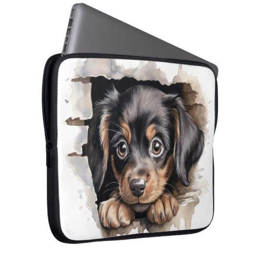 KLEINER SCHWARZ- UND TAN-PUPPENHUNDE ÜBER DEM ZENT LAPTOPSCHUTZHÜLLE (Vorne Rechts)