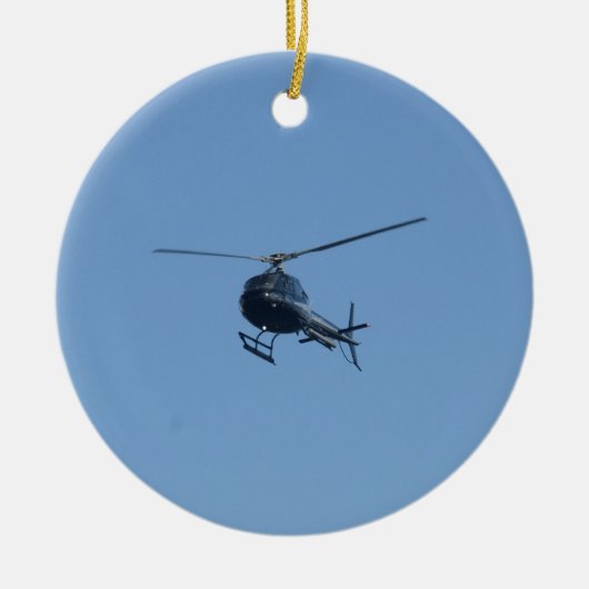 Kleiner schwarzer Hubschrauber Keramik Ornament (Vorne)