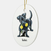 Kleiner Schwarzer Hund Personalisiert Keramik Ornament (Links)