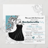 Kleiner schwarzer Kleid Junggeselinnen-Abschied ei Einladung (Vorne/Hinten)