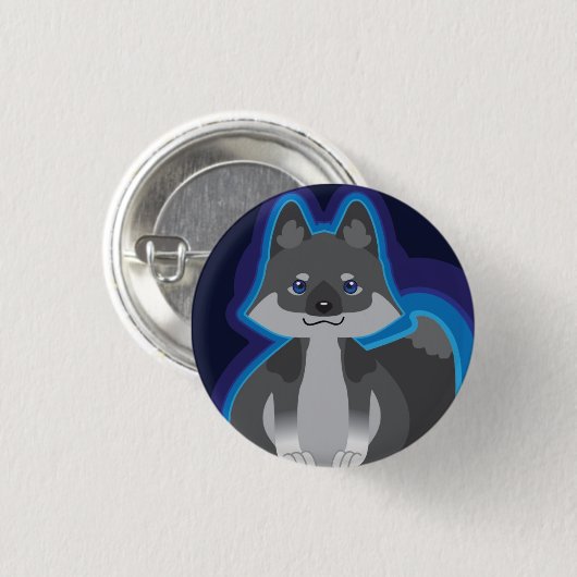 Kleiner schwarzer Wolfknopf Button (Vorne & Hinten)