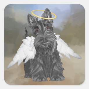 Kleiner Scottie Engel Quadratischer Aufkleber